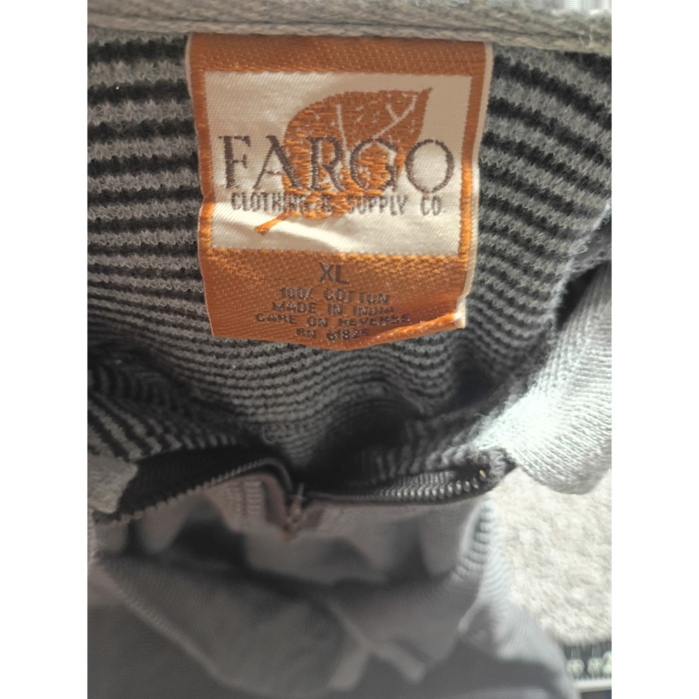 Fargo Clothing & Supply Co Mens XL Grey Striped Long Sleeve Quarter Zip Polo - Picture 5 of 8